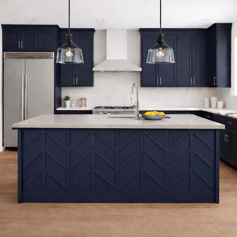 Chevron Accent Panels for Kitchen Island, DIY Kitchen Island Decoration ...