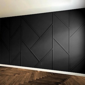 Modern Geometric Accent Wall Panels, DIY Pre-cut  Kit, Wall Paneling for Living Room, Bedroom