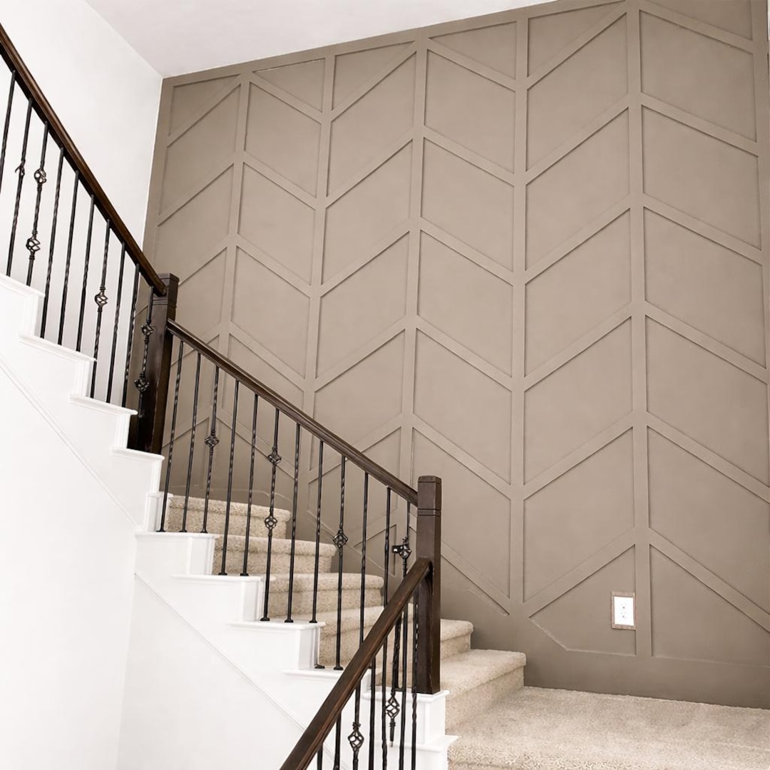 Geometric Accent Wall Panels for Staircase, Pre-cut MDF Accent Wall ...