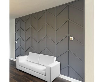 Pre-cut MDF accent wall panels kit, Ready to install, Accent wall panels, modern accent wall, geometric accent wall design, DIY wall molding