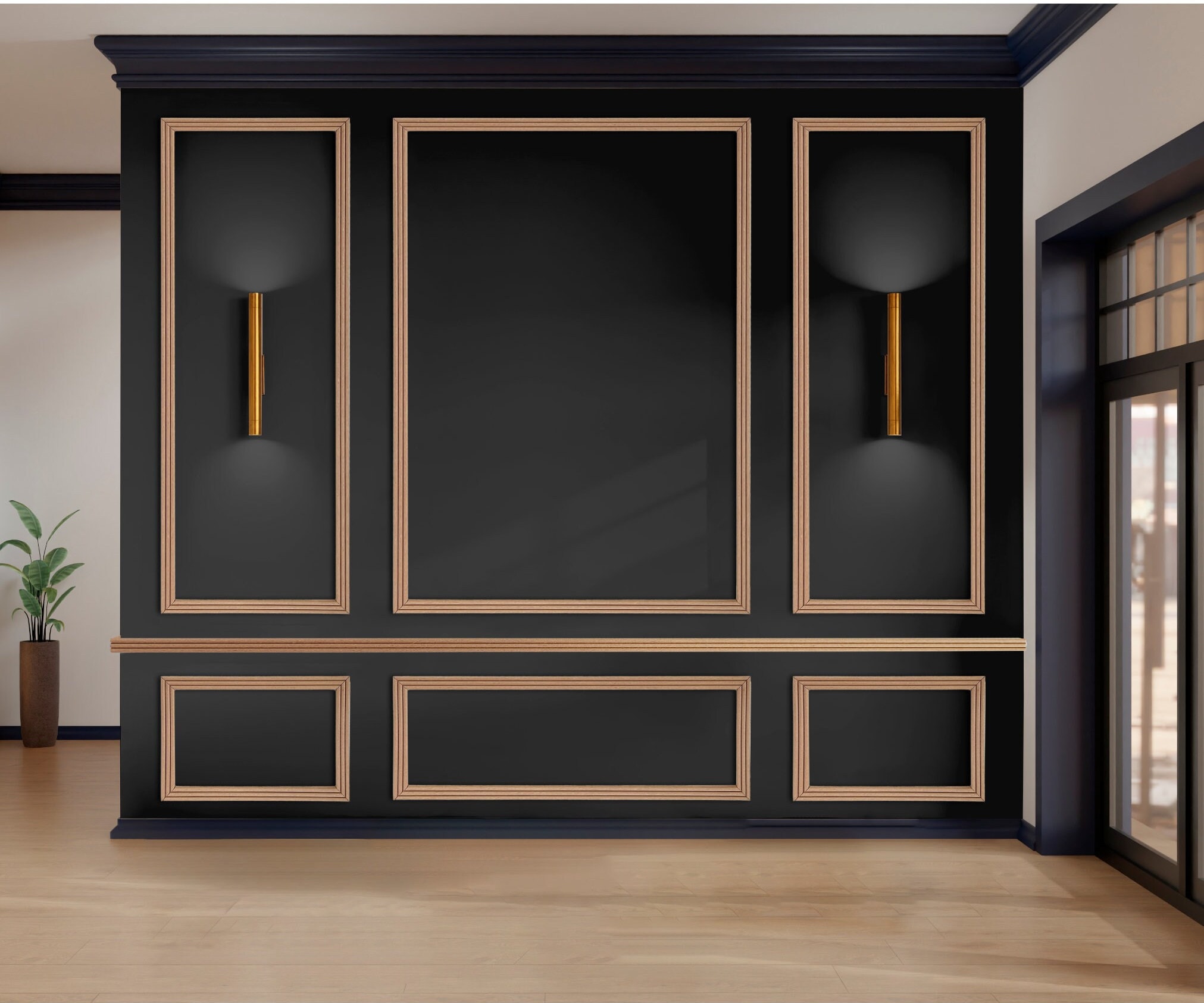 Square Reeded Molding DIY Reeded Accent Wall Molding Kit, Ready to Assemble, Paintable, Pre ...