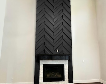Chevron Fireplace Accent Wall Panels, DIY Wall Panel Kit, Modern Fireplace Surround, TV backdrop panels, 3D accent wall design, wall molding