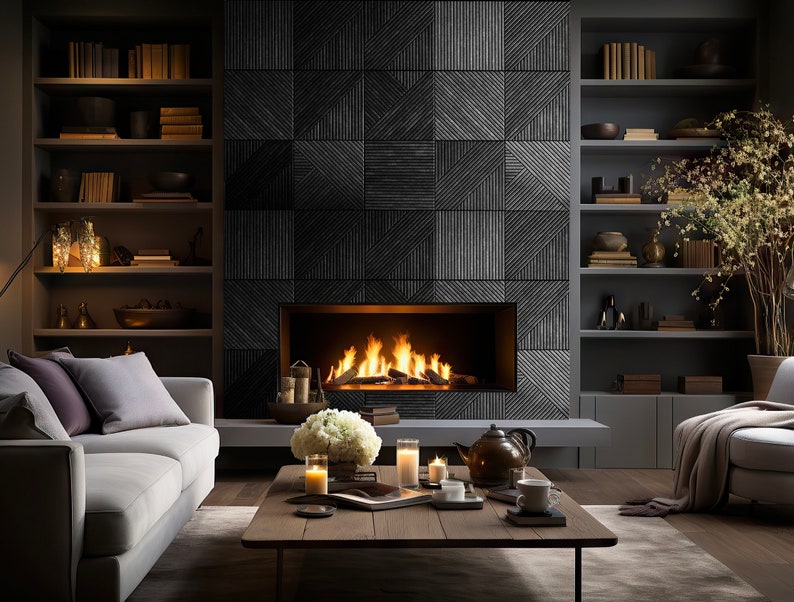 Fireplace Wall Decoration, Fireplace Wall Panel, 3D Fireplace Wall ...