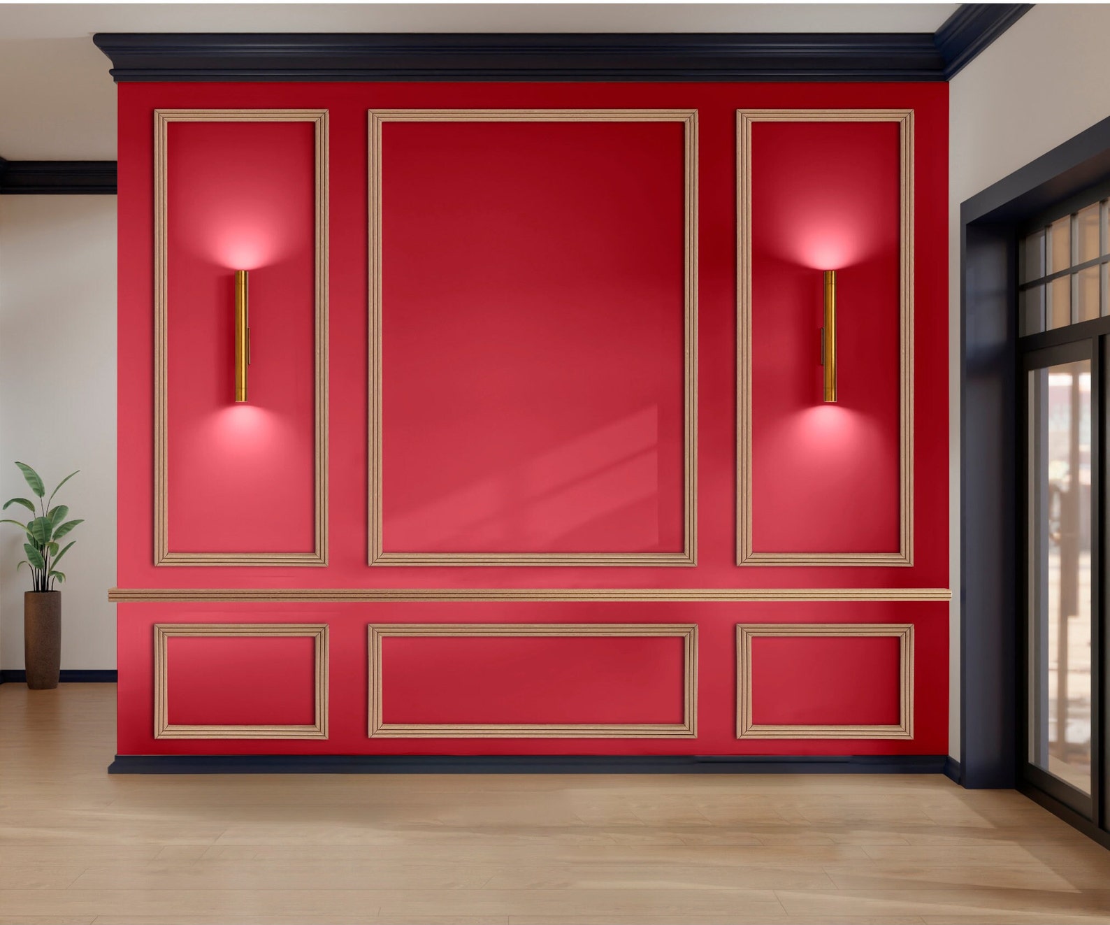 Square Reeded Molding DIY Reeded Accent Wall Molding Kit, Ready to Assemble, Paintable, Pre ...