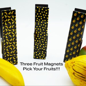 Three Magnets for Fridge, Fruit Magnets, Designer Magnets, Magnets, Large Magnets, Refrigerator Magnet, Fridge Magnet, Magnets, Lemon Magnet