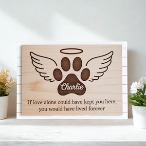 Custom Engraved Pet Memorial Sign, Personalized Dog Memorial Wooden Frame, Dog Memorial Gift, Sympathy Gift for Dog & Cat Loss, Pet Keepsake