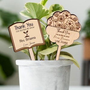 Porta-cartão-presente personalizado para professor, placa de planta para professor, semana de agradecimento ao professor, lembrança para professor, ajudando-me a crescer, presente de agradecimento para professor