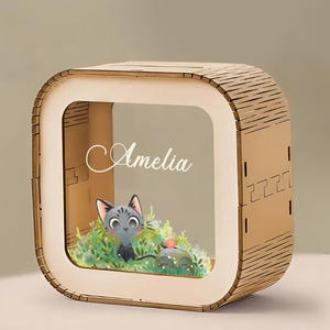 Cofrinho para criança, cofrinho infantil, caixa de dinheiro para criança, cofrinhos de madeira, cofrinho com moedas personalizadas para meninas, presente de aniversário para bebês
