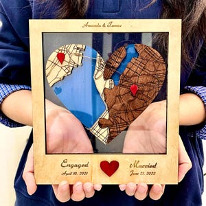 Liebe Ort Holz Karte Holz Herz Puzzle Geschenk Neu mi Geschenk Benutzerdefinierte Rahmen für Hochzeit Dusche 1. Jahrestag Einzigartiges Geschenk für Frau Engage