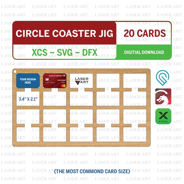 Metal Business Card Jig, 3.4 x 2.1 inches - Common Credit Card Size, Card Engraving Jig, Laser Jig, Laser Cut Files, Laser Cut, 20 Card Jig