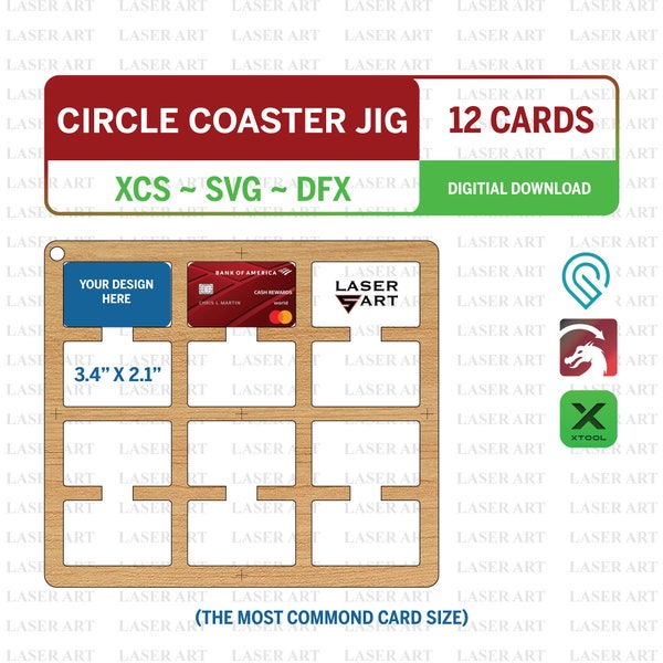 Metal Business Card Jig, 3.4 x 2.1 inches - Common Credit Card Size, Card Engraving Jig, Laser Jig, Laser Cut Files, Laser Cut, 12 Card Jig