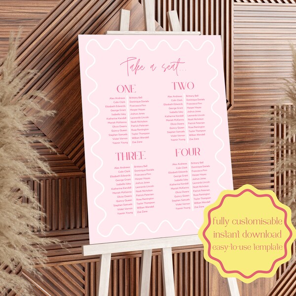 Florence Wedding Seating Chart Sign - Digital Download Canva Template - Customisable Wedding Bridal Signage