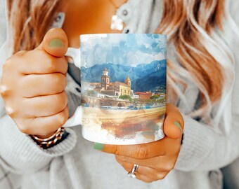 アマルフィ海岸コーヒーマグ、アマルフィ海岸ギフト、イタリアカップ、アマルフィ海岸ティーカップ、イタリア愛好家、アマルフィ海岸お土産、彼女へのギフト、11オンスマグ、マグ