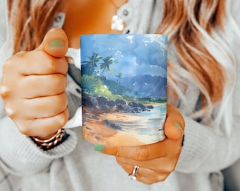 Taza de café de Maui, regalo de Maui, taza de Maui, taza de té de Maui, taza con pintura de Maui, amante de Maui, recuerdo de Maui, regalo para ella, regalo para él, regalo, recuerdo