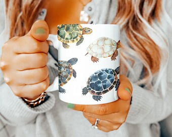Taza de tortuga, regalos de tortuga, taza de 11 oz, ideas de regalos de tortuga, canasta de regalo del día de la madre, regalo para amantes de los animales, regalos para mujeres, regalos para hombres, regalo