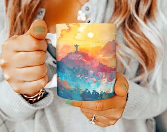 Taza de café de Río de Janeiro, Regalo de Río de Janeiro, Copa de Río de Janeiro, Taza de té de Río de Janeiro, Recuerdo de Río de Janeiro, Brasil, Taza de 11oz, Taza
