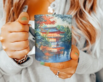 Japan Coffee Mug, Japan Gift, Japan Cup, Japan Teacup, Japan Painting Mug, Japan Lover, Japan Souvenir, 11oz Mug, Mount Fuji Mug, Gift, Mug