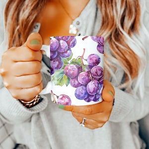 Grapes Mug, Fruit Mug, Grape Lover Mug, Grapes Teacup, Fruit, Grape Cup, Mug, Fruit Lover Gift, 11oz Mug, Gift For Her, Gift For Him, Mug