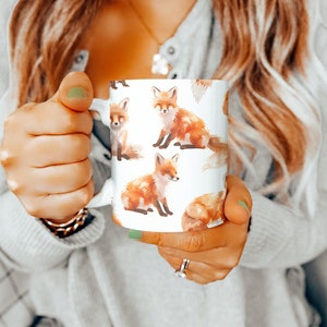 Caneca de raposa, presentes de raposa, caneca de 11 onças, ideias de presentes de raposa, cesta de presentes para o dia das mães, presente para amantes de animais, presentes para ela, presente para ele, caneca fofa, presente fofo