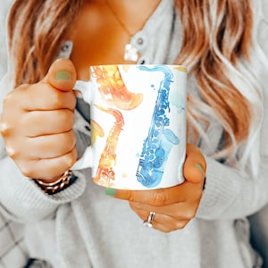 Saxophone Mug, Saxophone Mug, Saxophone Mug, Music Coffee Mug, Music Teacup, Music Instrument Mug, Music Lover Gift, Gift for Musician, Gift