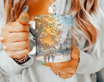 Madrid Kaffeebecher, Madrid Geschenk, Madrid Tasse, Madrid Teetasse, Madrid Malerei, Madrid Liebhaber, Madrid Souvenir, Geschenk für Mama, Spanien Souvenir