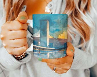 Tazza da caffè Brasilia, regalo Brasilia, tazza Brasilia, tazza da tè Brasilia, tazza con dipinto Brasilia, amante di Brasilia, souvenir Brasilia, regalo Brasile