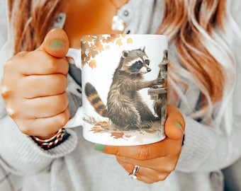 Raccoon Picnic Mug, Raccoon Gifts, 11oz Mug, Picnic Gift Ideas, Mothers Day Gift Basket, Animal Lovers Gift, Gifts for Her, Gift For Him