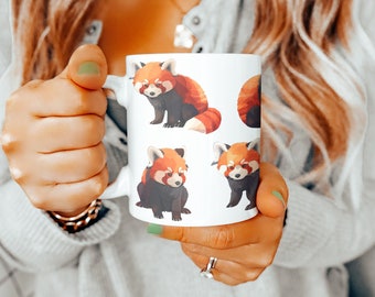 Taza de panda rojo, regalos de panda rojo, taza de panda rojo, ideas de regalo de panda rojo, regalo del día de la madre, regalo para amantes de los animales, regalos para mujeres, regalo para hombres