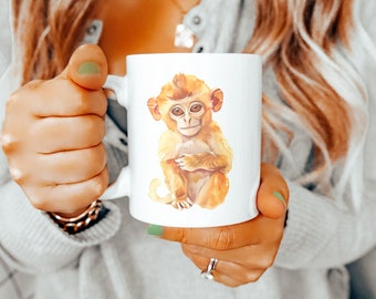Tazza scimmia, regali scimmia, tazza da 11 once, idee regalo scimmia, cesto regalo festa della mamma, regalo per amanti degli animali, regalo per lei, regalo per lui, tazza carina