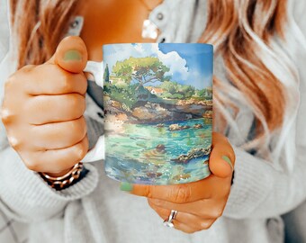 Tazza Fig Tree Bay, Tazza Fig Tree Bay, Tazza da caffè Cipro, Souvenir, Regalo per la mamma, Regalo per il papà, Tazza carina, Regalo carino, Souvenir, Regalo per la mamma, 11oz