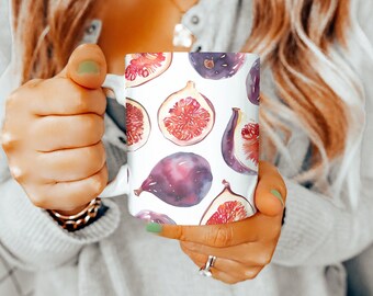 Fig Mug, Fig Coffee Mug, Fig Lover Mug, Fig Teacup, Fruit, Fig Cup, Mug, 11oz Mug, Gift for Her, Gift for Him, Gift for Mom, Cute Gift, Mug