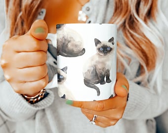 Taza de gato siamés, regalos de gato siamés, taza de animales, ideas de regalo de gato siamés, regalo del día de la madre, regalo para amantes de los gatos, regalos para ella, regalo para él, regalo