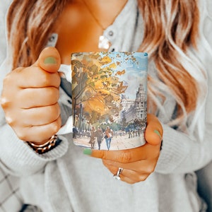 Madrid Coffee Mug, Madrid Gift, Madrid Cup, Madrid Teacup, Madrid Painting Mug, Madrid Lover, Madrid Souvenir, Gift For Mom, Spain Souvenir