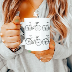 Bicycle Mug, Road Bike Coffee Mug, Bicycle Teacup, 11oz Mug, Ceramic Mug, Bike Lover Gift, Gift for Her, Gift for Him, Bicyclist Gift, Gift