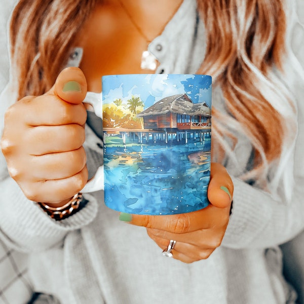 Maldives Coffee Mug, Maldives Gift, Maldives Cup, Maldives Teacup, Maldives Painting Mug, Maldives Lover, Maldives Souvenir, Cute Mug