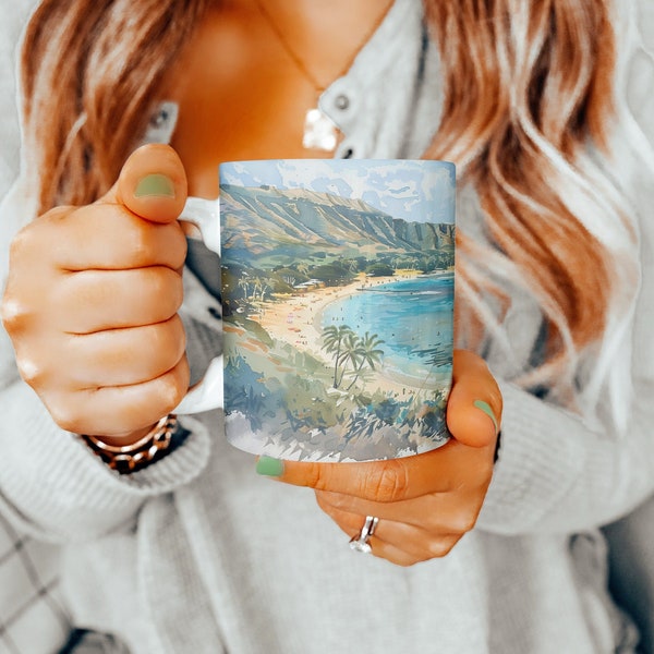 Hanauma Bay Mug, Oahu Cup, Hawaii, Oahu Mug, Oahu Souvenir, Gift For Mom, Gift For Dad, Cute Mug, Cute Gift, 11oz Mug, Gift For Her, Gift