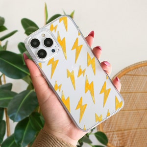 Lightning Phone Case Clear, iPhone Case, Galaxy Phone Case, Lightning Bolts Phone Case, Cute Phone Case, Gift for Her, Gift for Him, iPhone