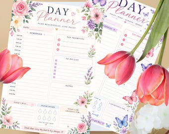 Floral Butterfly Daily Planner Pages | Watercolor Organizer (Instant Download)