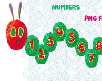 Classroom Numbers Decor The Very Hungry Caterpillar Numbers Clipart Set PNG Digital Download