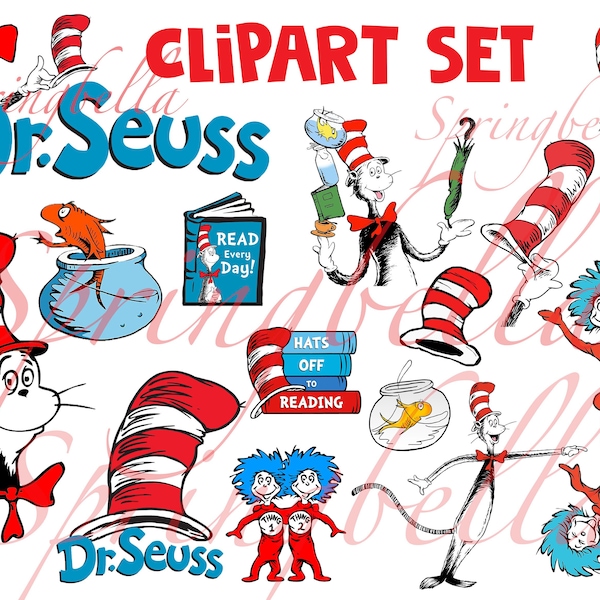 Dr. Suess Cat in the Hat Clipart PNG Digital Download