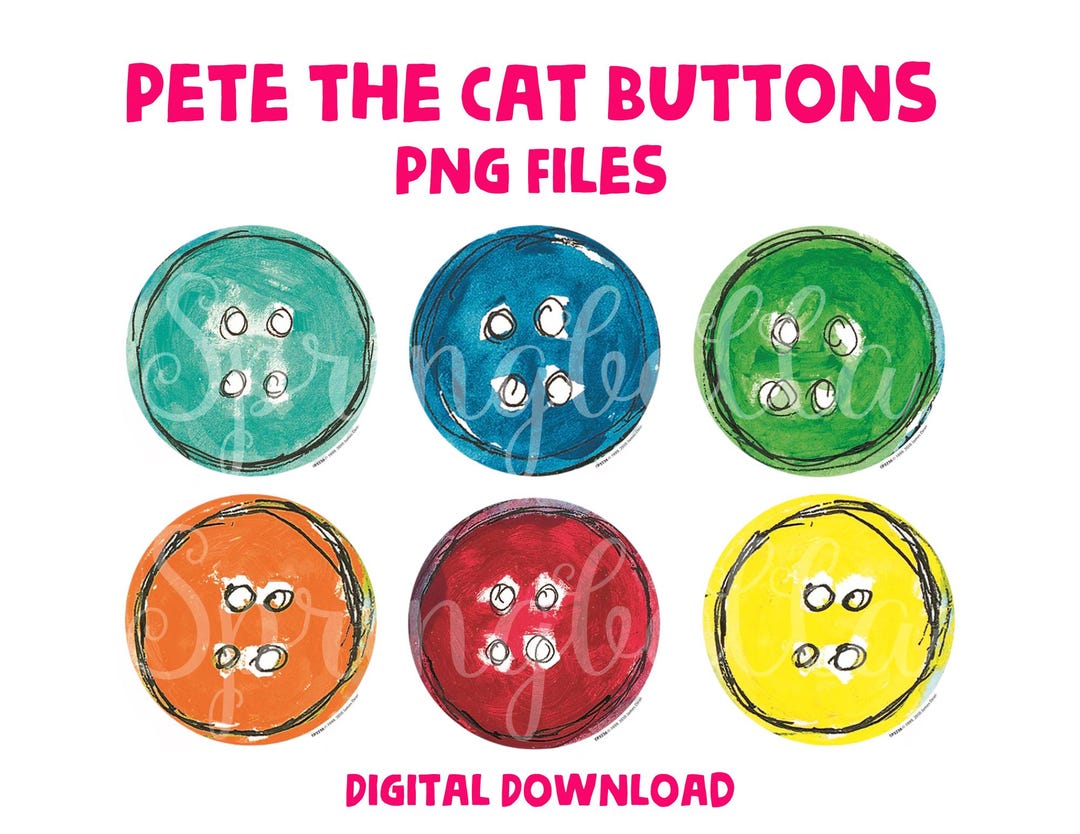 Pete the Cat Individual Buttons Clipart Set Digital Download - Etsy