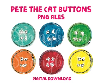 Conjunto de Clipart de Botões Individuais do Pete the Cat para Download Digital