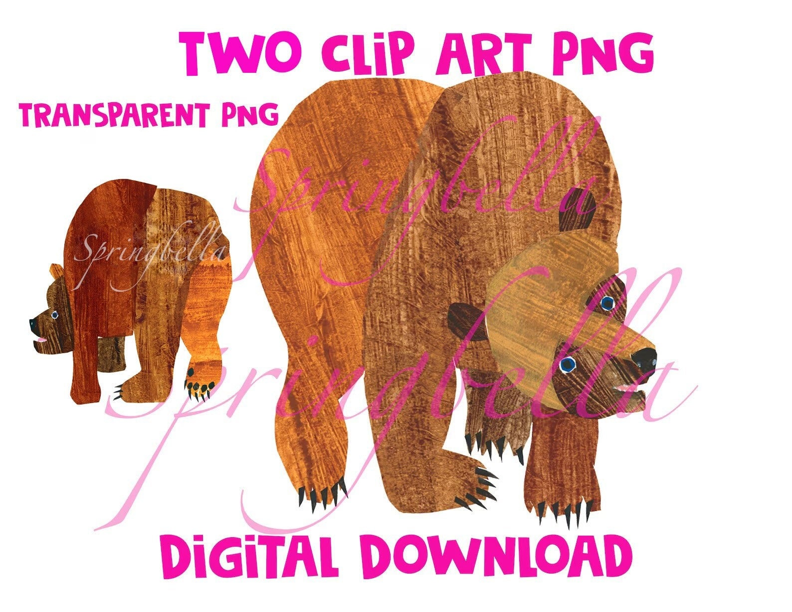 Brown Bear Brown Bear What Do You See Eric Carle Two PNG Brown Bear Clipart Transparent Digital Download