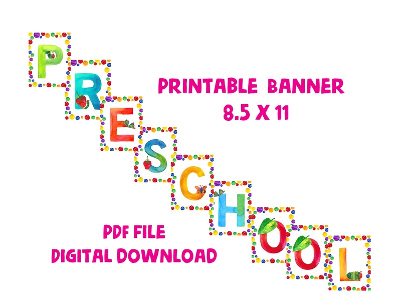 The Very Hungry Caterpillar Printable Kindergarten Banner PDF File ...