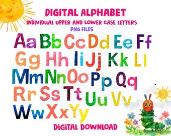 Colorful Alphabet Clipart | Upper Lower Case PNG Letters (Digital Download)