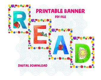 The Very Hungry Caterpillar Printable READ Banner PDF File Digital Download