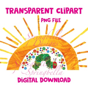 Die Sehr Hungrige Raupe Regenbogen Sonne Punkte Single PNG Transparent Kinderzimmer Digitaler Download