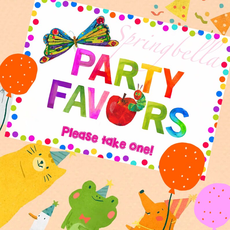 The Very Hungry Caterpillar Printable Party Favors Sign Baby Shower ...