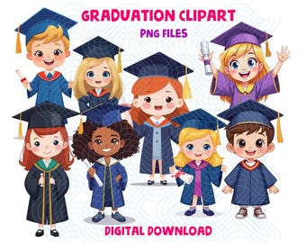 Graduation Pre-K Kindergarten 12 Kids Girls and Boys Individual Clipart PNG Files