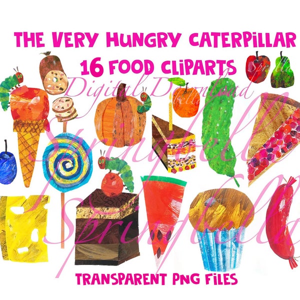 The Very Hungry Caterpillar 16 Food Clipart PNG Transparent Digital Download